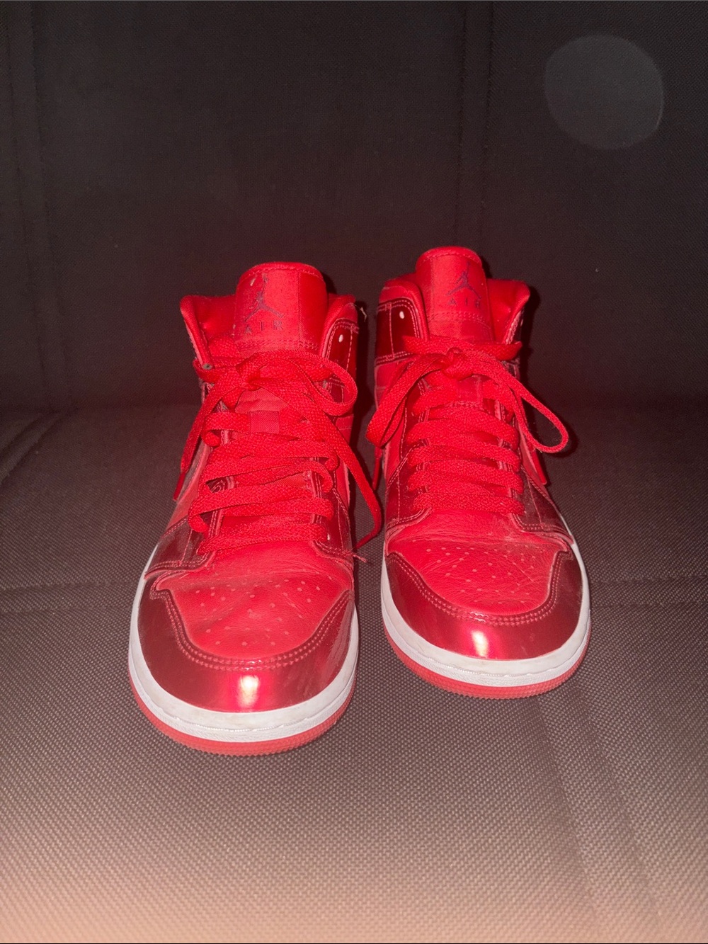 Jordan Kids Red High-Top Sneakers with White Trim